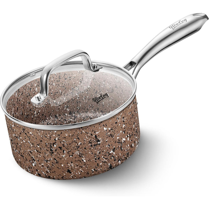 Casserole en granite antiadhésive en aluminium, 1 pinte, Brun