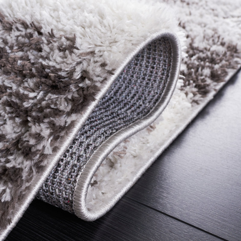 Tapis rayé gris clair / gris Omaury, Carré 7 pi