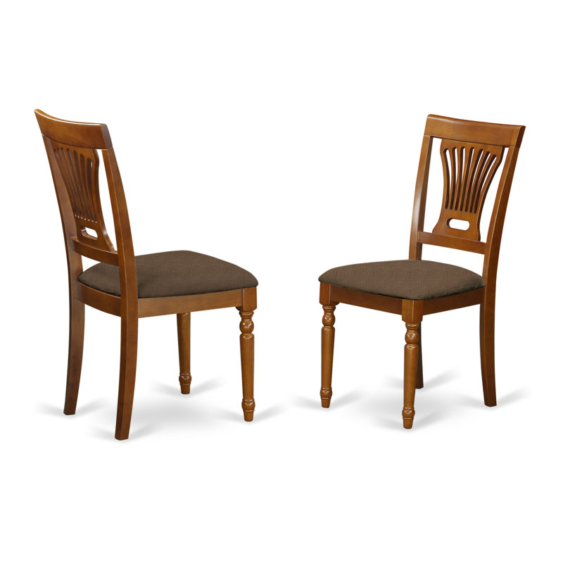 Chaises de salle à manger Plainville - Chaises en bois massif en tissu de lin, ensemble de 2, brun selle, Brun selle