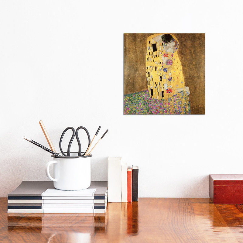 The Kiss by Gustav Klimt - Painting on Canvas, Wrapped Canvas, 30.48 cm H x 30.48 cm W