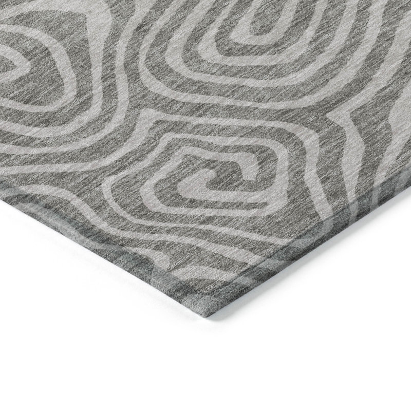 Taupe Rectangular Washable Non-Slip Synthetic Rug