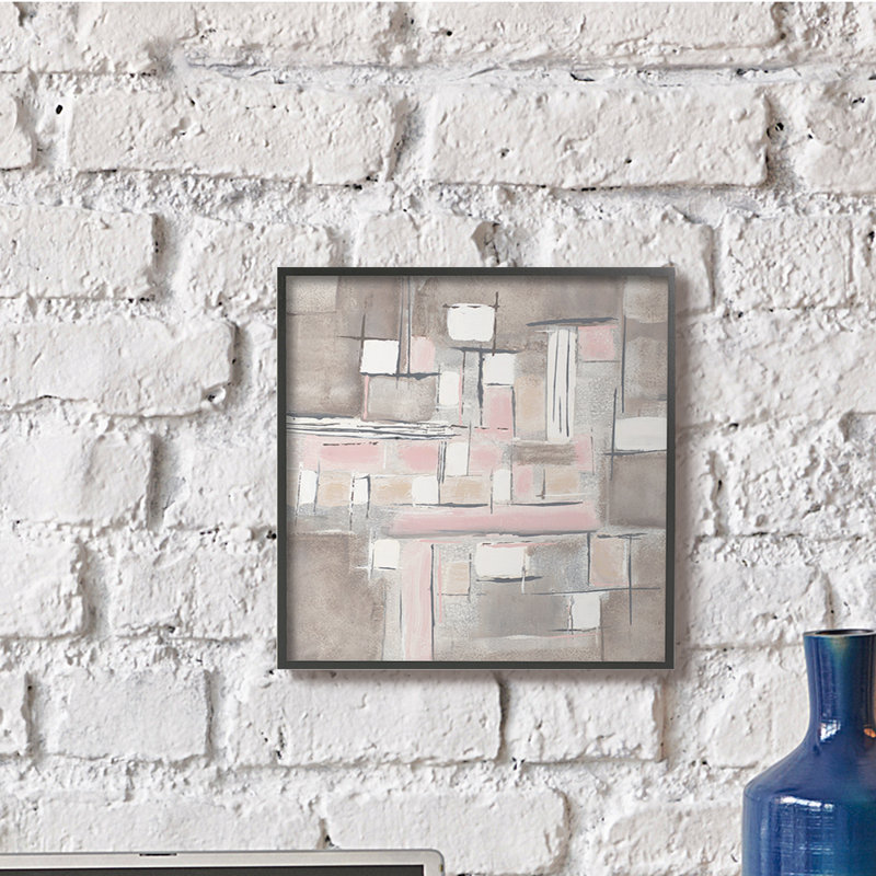 Motif géométrique abstrait rose pâle et doux, Plaque murale, H 12 po x l 12 po x P 0,5 po