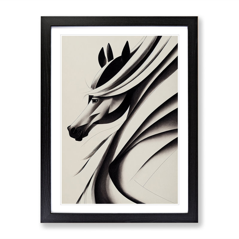 Artful Horse - Single Picture Frame Print, 64cm H x 46cm W x 2cm D, Black Framed