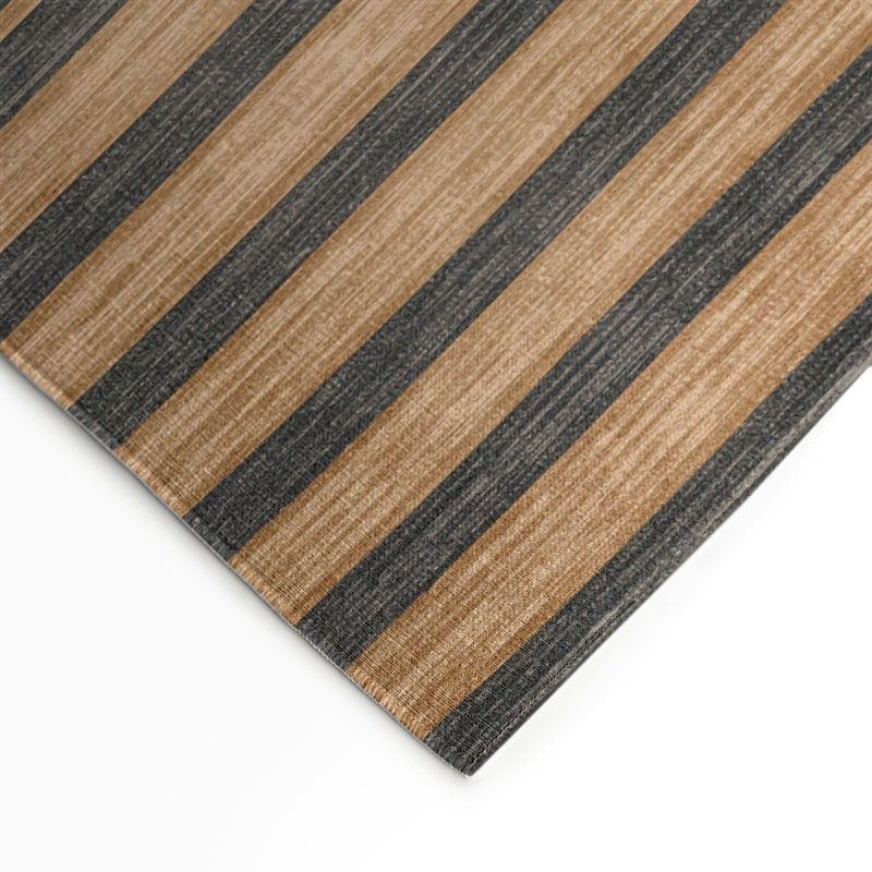 HorizontalStripes Black Indoor and Outdoor Area Rug, Rectangle 9' x 12'