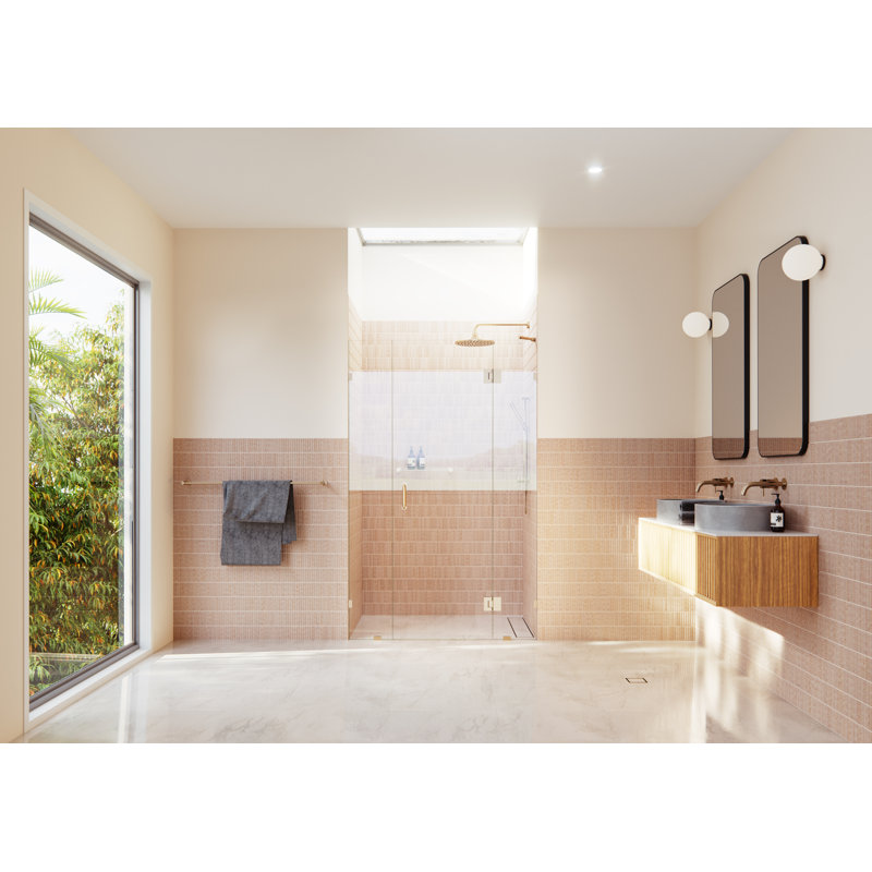 Stellar 52 in. x 78 in. Fully Frameless 3 Panel Inline Hinge Shower Door, Brushed Bronze