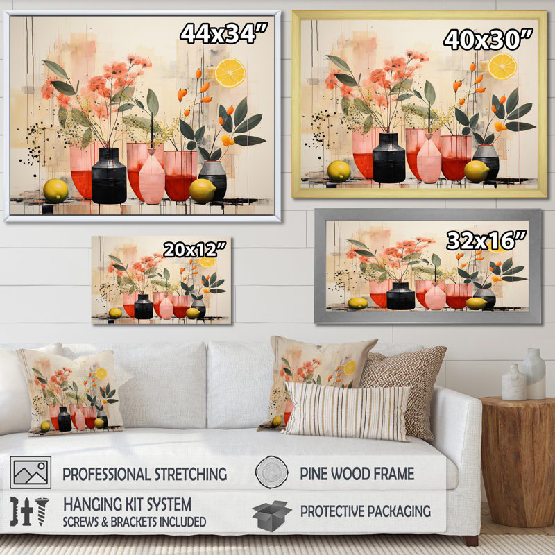 Décoration murale bohème jaune - Boho Pottery, Cadre de coin blanc fermé, H 24 po x l 32 po x P 1 po