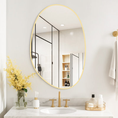 Miroir mural irrégulier, miroir en bois asymétrique