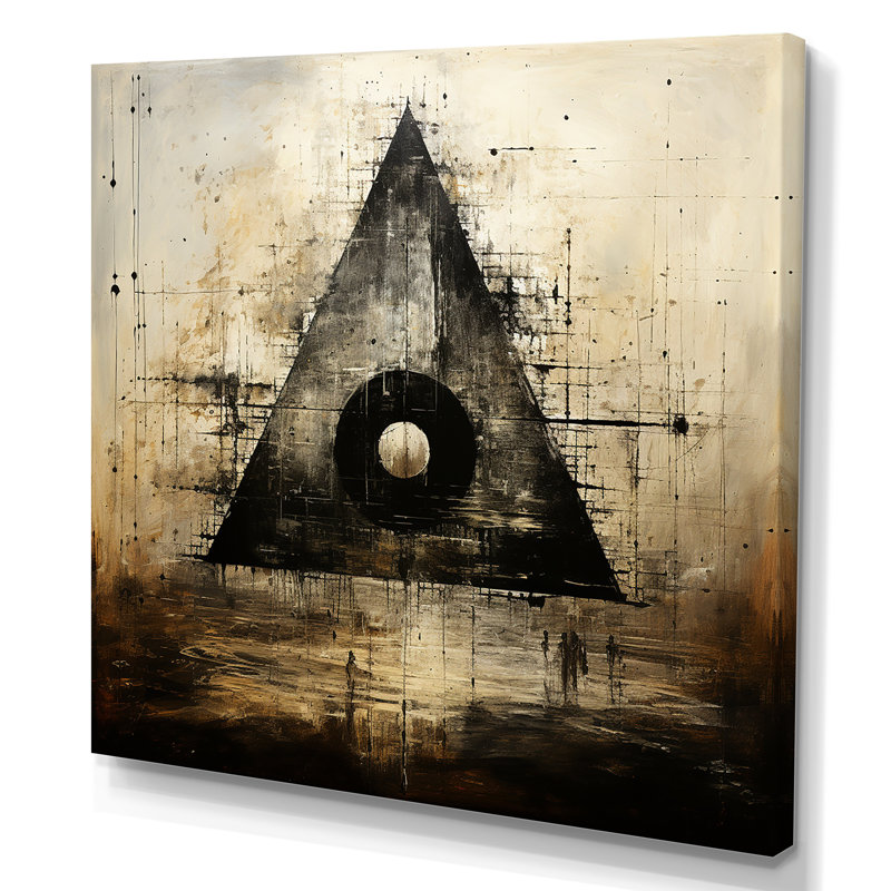 «Minimalisme beige et noir», impression sur toile, Toile tendue, H 24 po x l 24 po x P 1 po