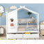 Lit simple en bois avec 2 tiroirs, lit pour enfant avec tablette de rangement, blanc-129704121
