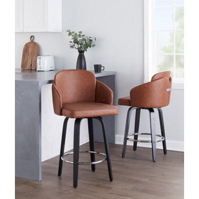 Violetta Swivel Upholstered Faux Leather Counter Stool