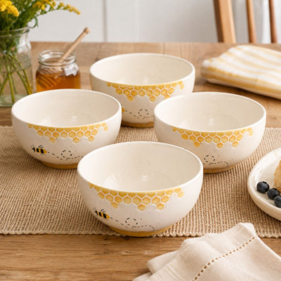 Set of 4  Bee Hive Large Bowls