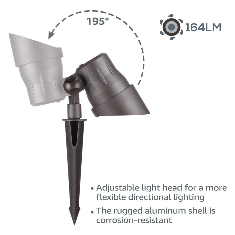 Adjustable Black Aluminum LED Landscape Spotlights, Pack of 6