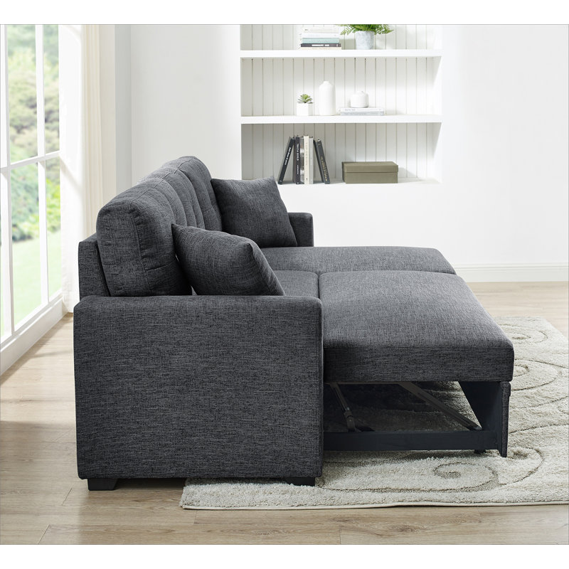 Areebe Upholstered Sectional Reversible, Gray Polyester
