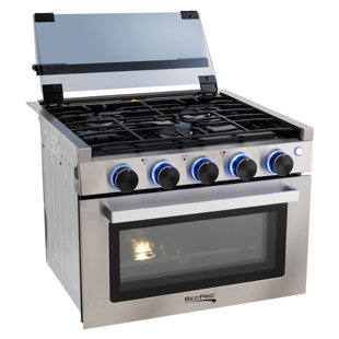 RecPro 17 InchTall 3 Burner Propane RV Stove Gas Range without Range Hood, Silver