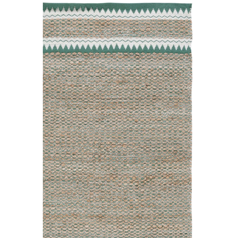 Janellie Natural Fiber Hand Woven Jute/Wool Solid Color Rug in Brown/Green, Rectangle 9' x 12'