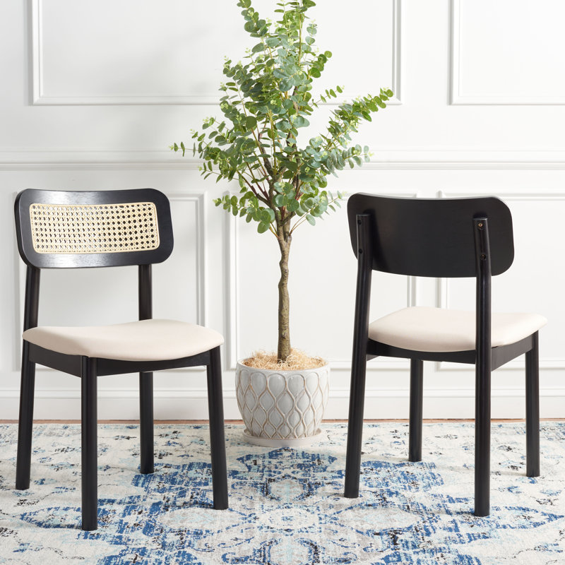 Baylon 16.8'' H Upholstered Side Chair, Black / White, With Cushion