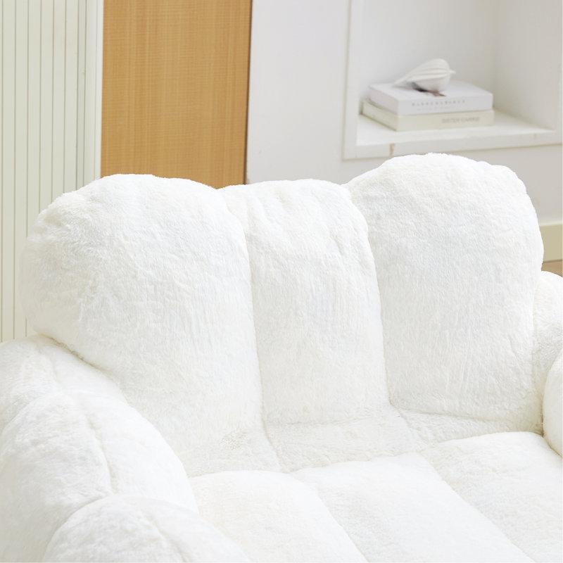 Fauteuil d'appoint rembourré, pouf pour salon, chambre, Pink Faux Fur