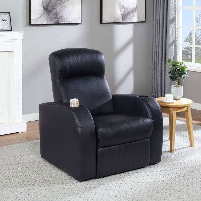 Fauteuil inclinable noir rembourré avec porte-gobelet