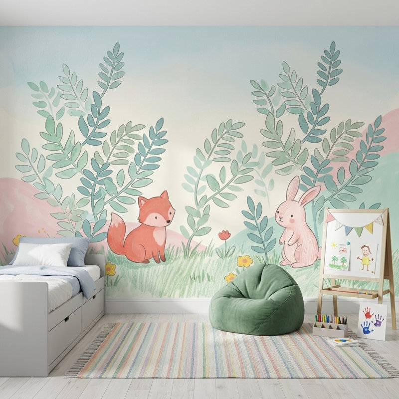 Décoration murale amovible Woodland, Non tissé, 160 po x 108 po