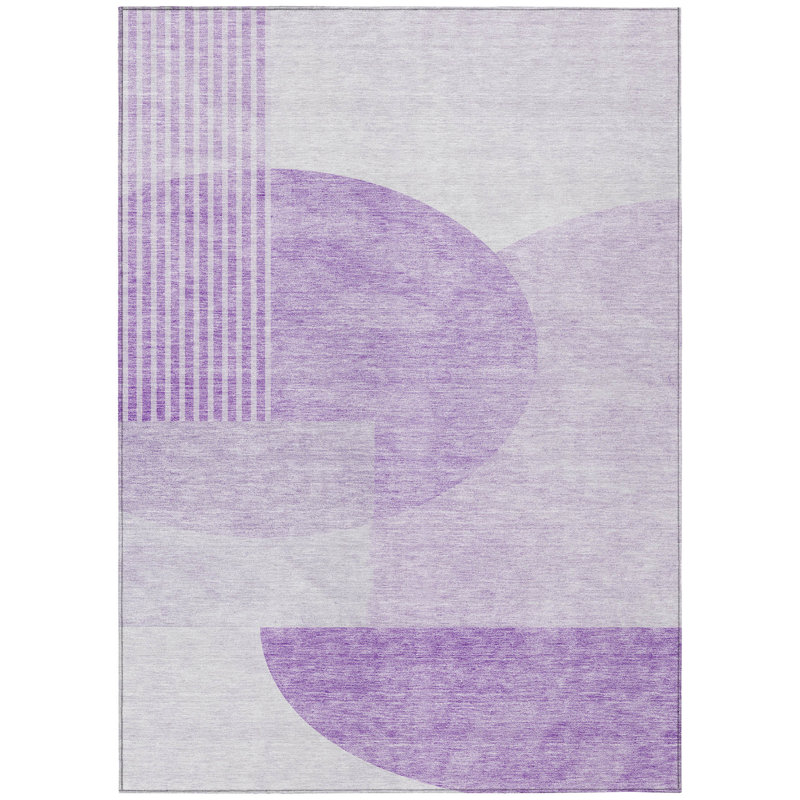 Tapis intérieur lavable géométrique 9 pi x 12 pi mauve et lavande