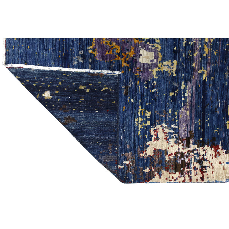 High-Quality Hand-Knotted Navy And Red Area Rug