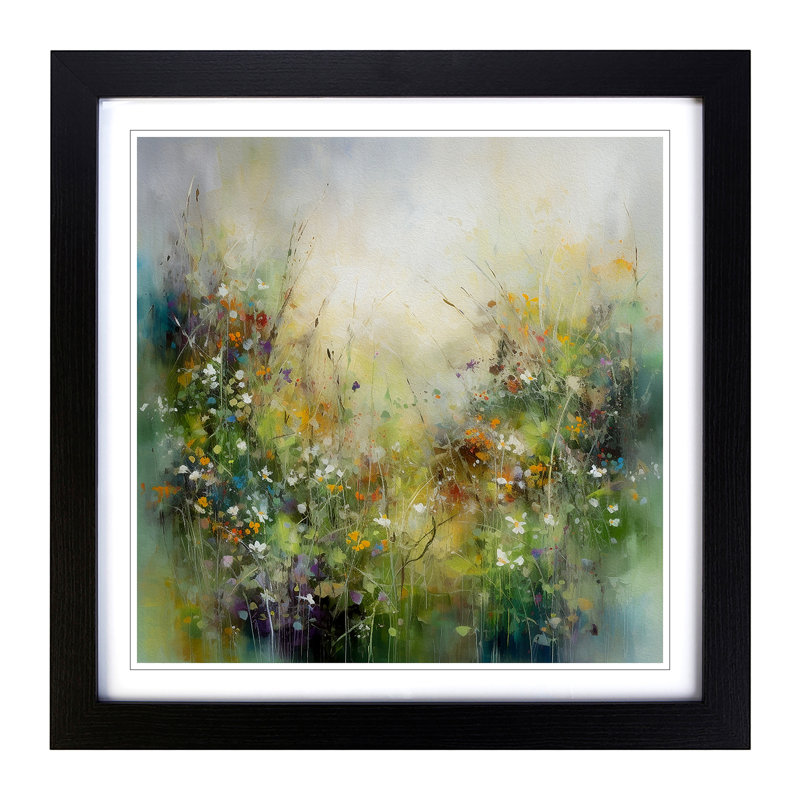 Meadow No.2 - Single Picture Frame Print on Wood, Black