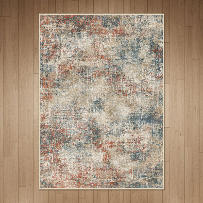 Modern Abstract Performance Machine Washable Area Rugs, Rectangle 8' x 10', Multicolor