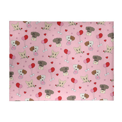 Tapis rose/rouge/gris fait main