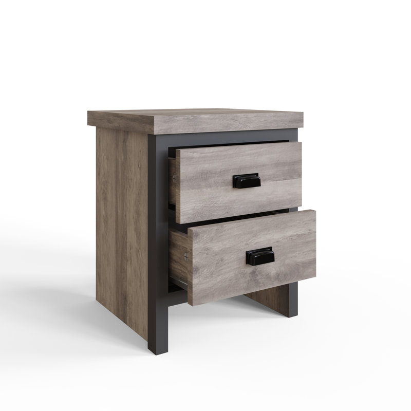 Almasi 43 cm W Bedside Table, Grey