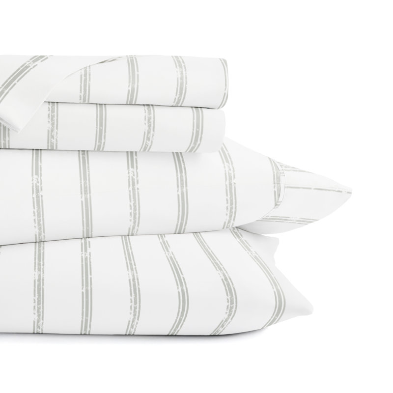  Ensemble de draps en microfibre bleu marine patiné, Ensemble de draps pour lit double avec 2 taies d'o, Rayé 2