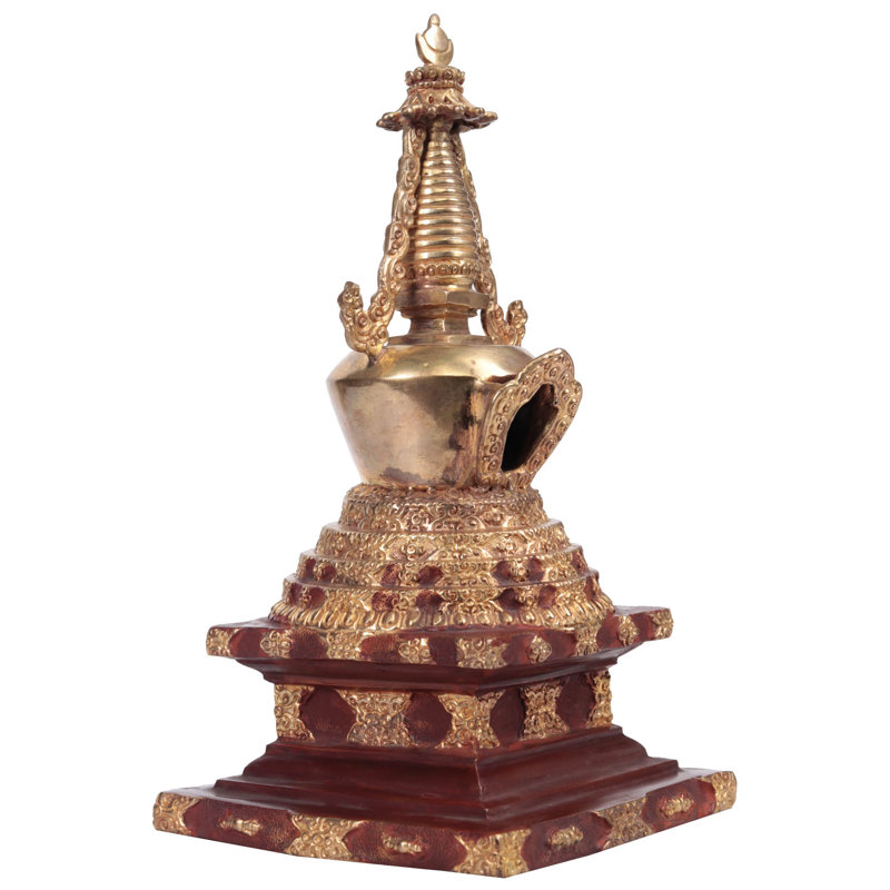 Statue bouddhiste tibétaine fabriquée à la main Stupa Chorten, salle de méditation himalayenne traditionnelle de 9,2 po et décor d'autel