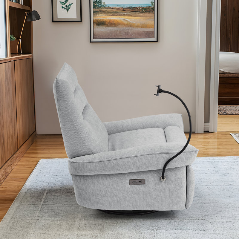 Upholstered Power Recliner, Gray