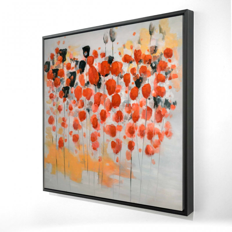 " Abstract Red Dotted Flowers Field "