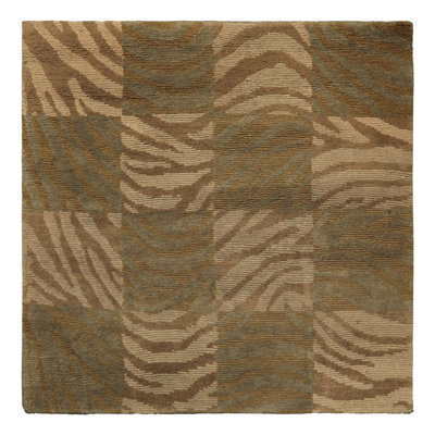 4x4 Square Hand Knotted Wool Tan Tibetan Modern & Contemporary Rug