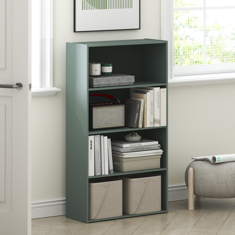 Breylynn 41.7" H x 23.6" W Standard Bookcase, Green, (4 Shelves) 41.7" H x 23.6" W x 9.4" D