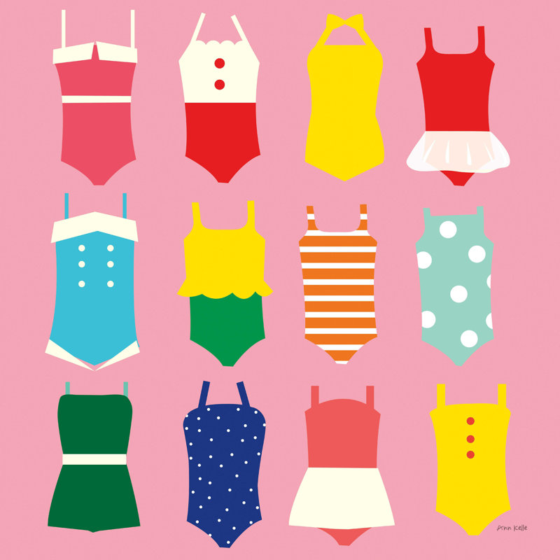 «Duwanna Bathing Suits Galore On Canvas» par Ann Kelle, reproduction, H 12 po x l 12 po x P 1,25 po