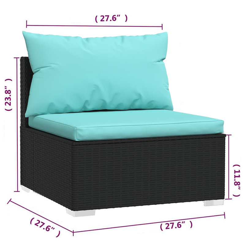 Canapé modulaire d'extérieur Sific, bleu turquoise, 28 pouces