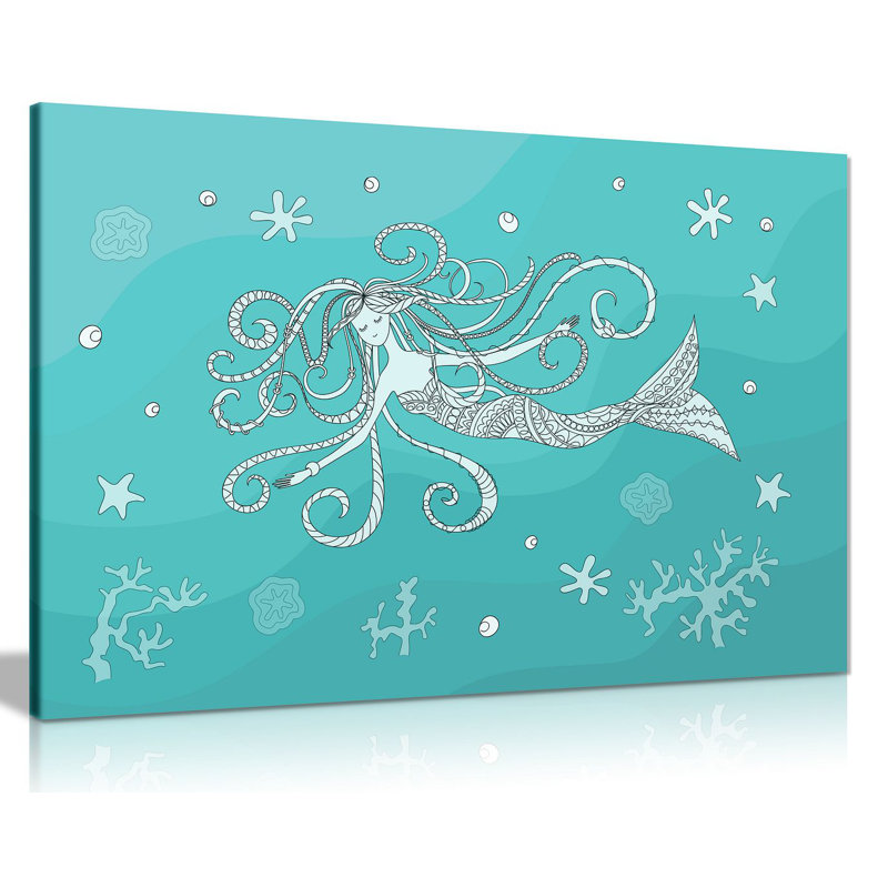 Mermaid - Wrapped Canvas Print, 61cm H x 91cm W