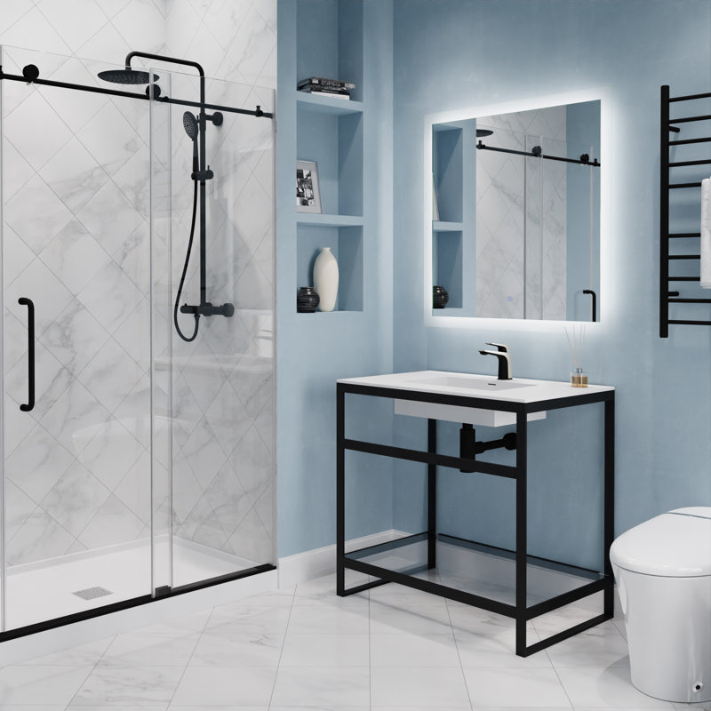 Single-handle Bathroom Faucet with Drain Assembly, Matte Black/Brushed Nickel