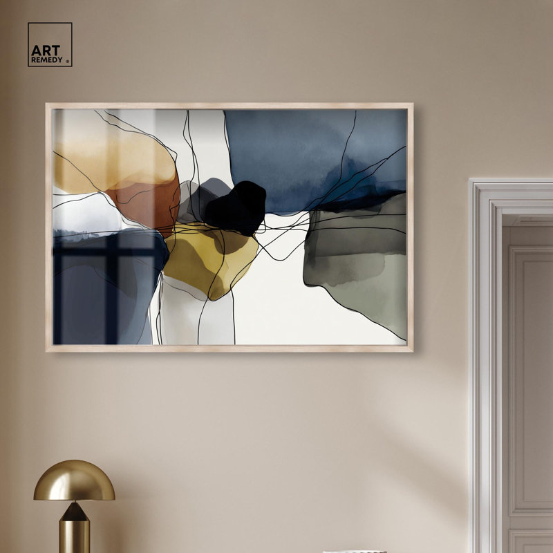 Décoration murale de bureau connectée «Connidden Colors I» par Art Remedy, cadre blond, 45 x 30, H 31 po x l 46 po