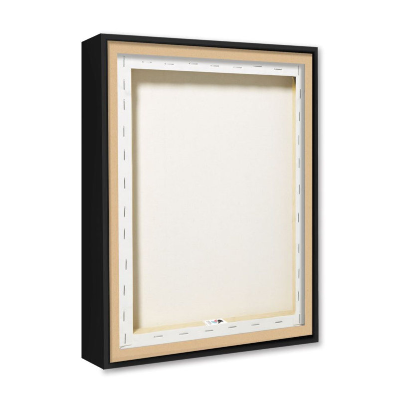 Metallic Gold Framed Glam Wood Floating Canvas Wall Art