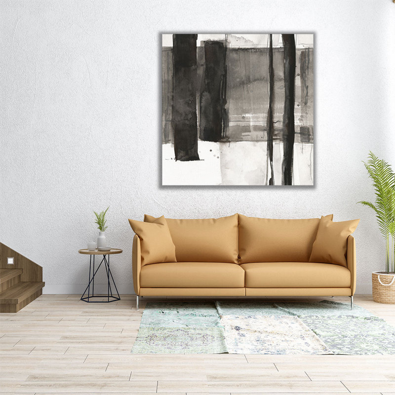 Double Row Piling II, noir et blanc - reproduction d'art sur toile, H 12 po x l 12 po