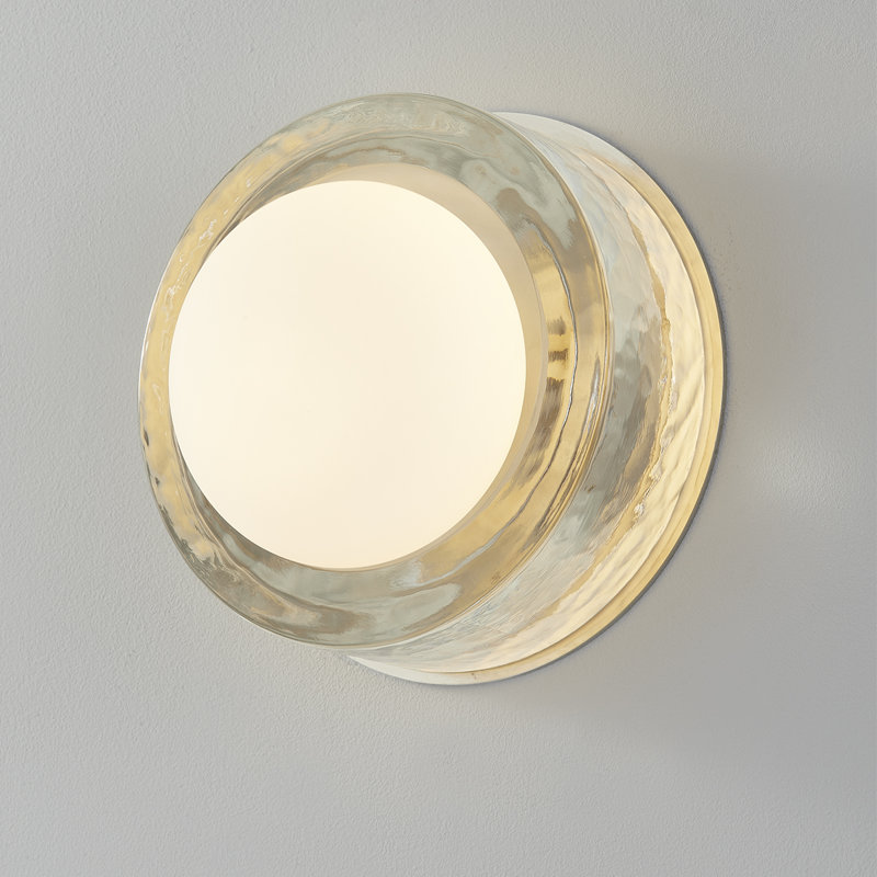 Polished Nickel Opal Glass Round Wall Sconce