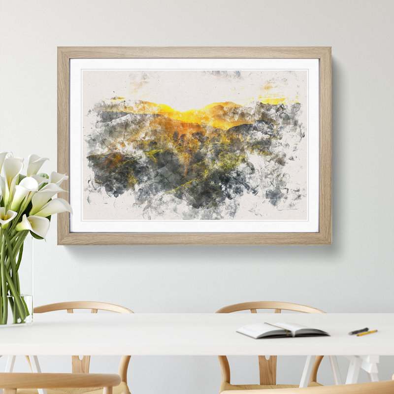 Sunlight over the Countryside - Picture Frame Graphic Art Print, Oak Framed, 62cm H x 87cm W x 2cm D