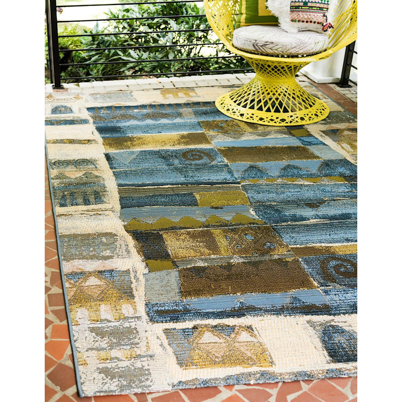 Tapis d'extérieur pour terrasse de couleur carrée, Rectangle 10 pi x 12 pi
