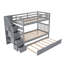 Lit superposé polyvalent avec lit gigogne et escalier attaché, parfait pour les familles et les invités