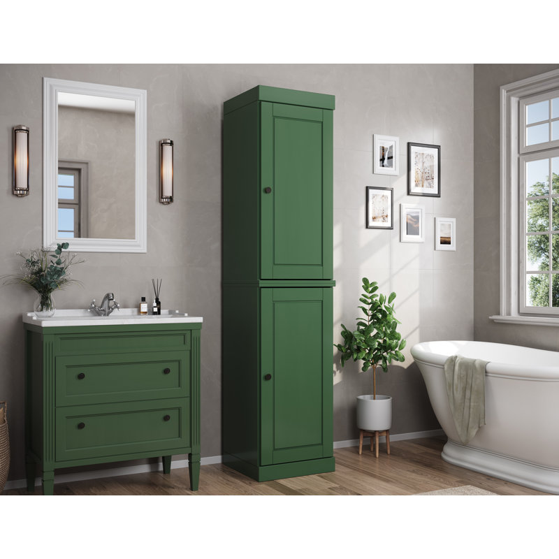 Armoire de salle de bain étroite 100% en bois massif avec portes, tablettes réglables, armoire de rangement modulaire pour salle de bain et buanderie, l 16,5 po x H 71,5 po
