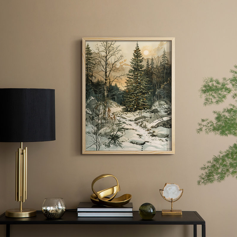 «Christmas Holiday Art DCxxxvii», reproduction d'art encadrée - bois massif, Naturel, H 15 po x l 12 po