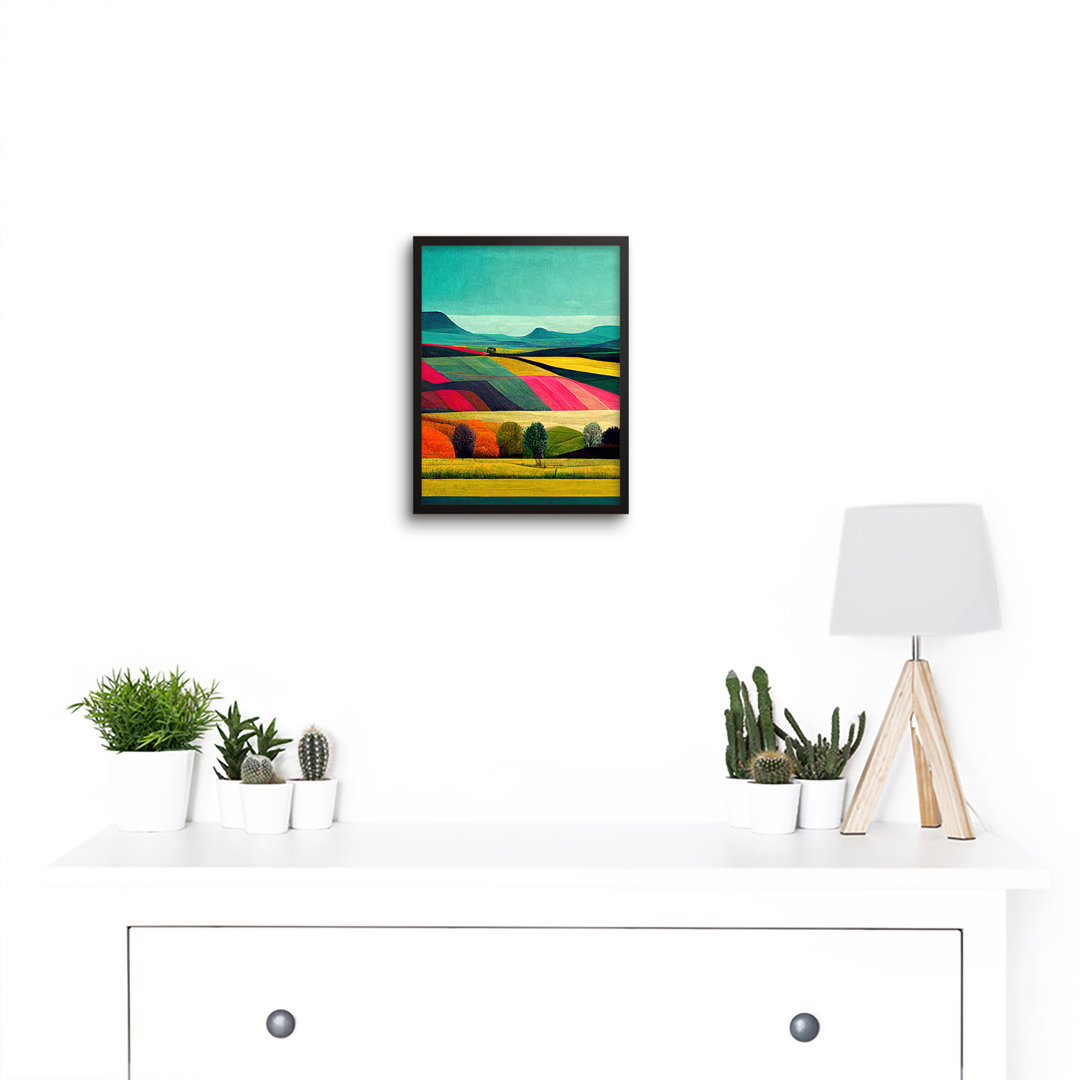 Colourful Bright Countryside Landscape - Single Picture Frame Print