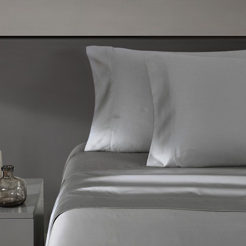 800 Thread Count Cotton Blend Sheet Set, Gray, King Sheet Set with 2 Pillowcases